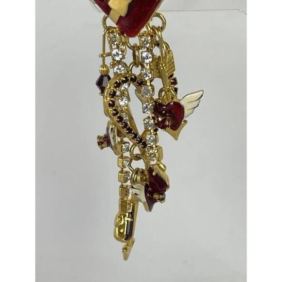 Lunch At the Ritz Heart Necklace & Earring Set Gold Tone Signed Vintage RARE Art - Picture 10 of 14